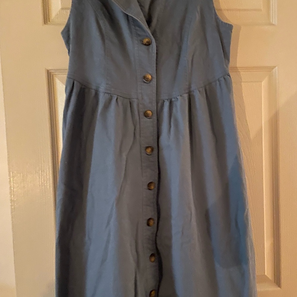 Petal & Pup Dress Womens L Large Steel Blue Sonja Sleeveless Button Front Midi